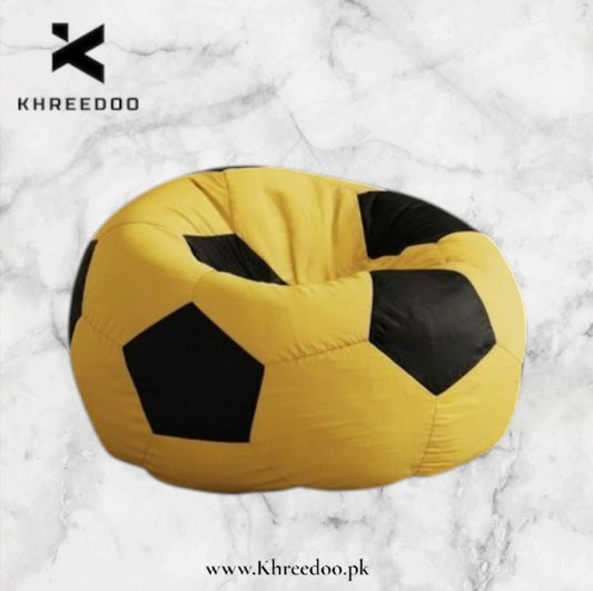 Yellow Football Bean Bag Chair | Sporty Soccer Seating for Gaming, Bedroom & Relaxation