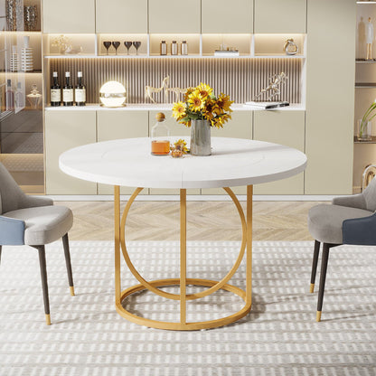 New Tribe Signs 2025 – Luxury Round Simple Dining Table with Circle Golden Base for Dining Room (Dining table only)