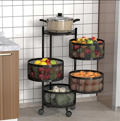4-Tier Metal Kitchen Storage Stand – Square & Round shape