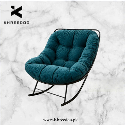 Tufted Cushion Rocking Chair with Black Metal Frame Comfortable in elegance -4 tops with Black Frame