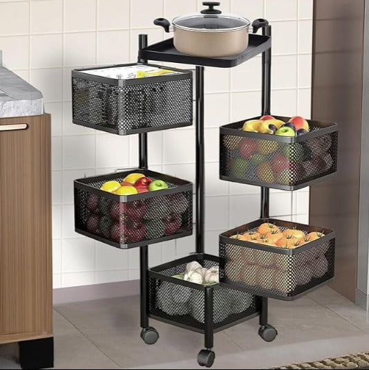 5-Tier Metal kitchen Storage Stand  organizer – Square & Round
