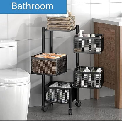 4-Tier Metal Kitchen Storage Stand – Square & Round shape