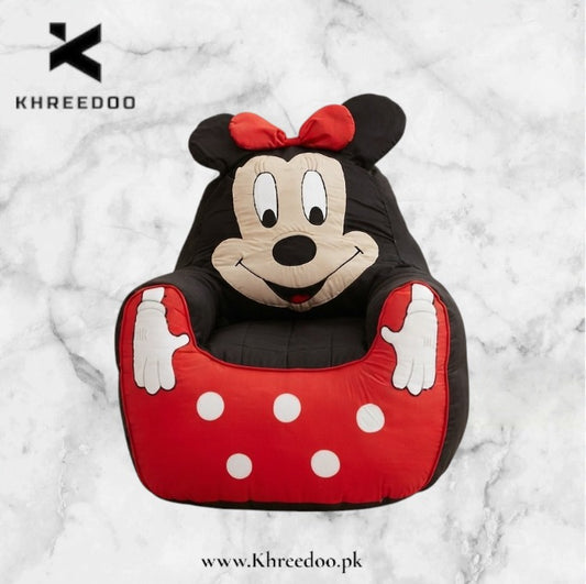 Minnie Mouse Bean Bag Chair for Girls | Soft & Comfortable Kids Bean Bag Sofa | Cute Disney-Themed Seating for Kids Room & Playroom
