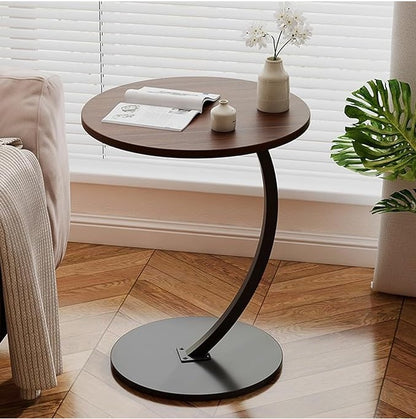 Modern Round Coffee Table - Waterproof Top with Iron Base for Living Room