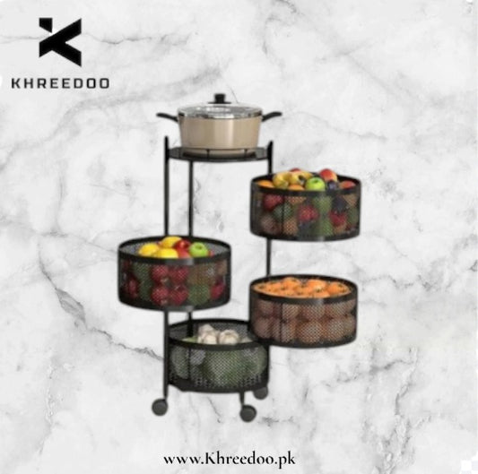 4-Tier Metal Kitchen Storage Stand – Square & Round shape