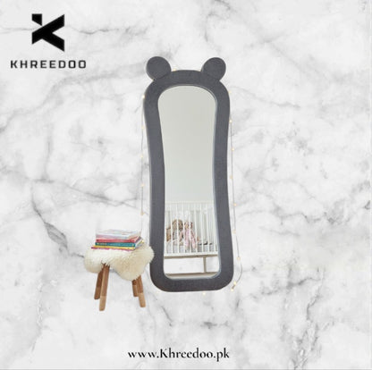 Teddy Bear Full-Length Standing Mirror – Bouclé Upholstered Frame