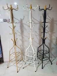 Durable and Space-Saving Design  Metal Coat & Hat Stand with Round Wooden Base – Multi-Purpose Jacket Organizer