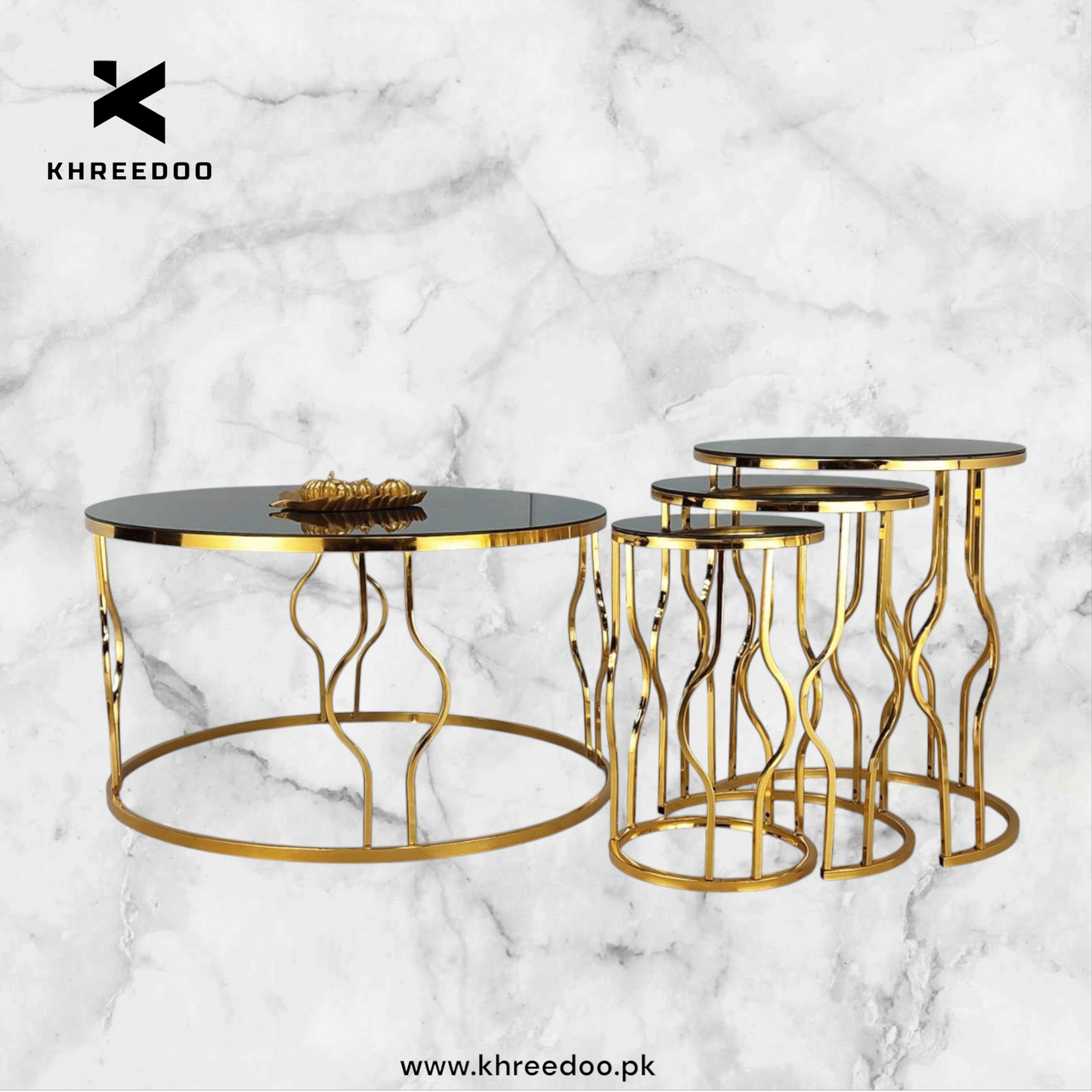 Elegant & Premium Style Round Center +  round Nesting Table Set (3 Pcs)