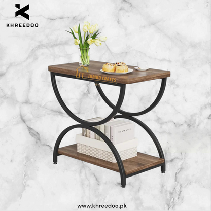 2-Tier Rectangular End Table for Living Room, Bedroom & Dining