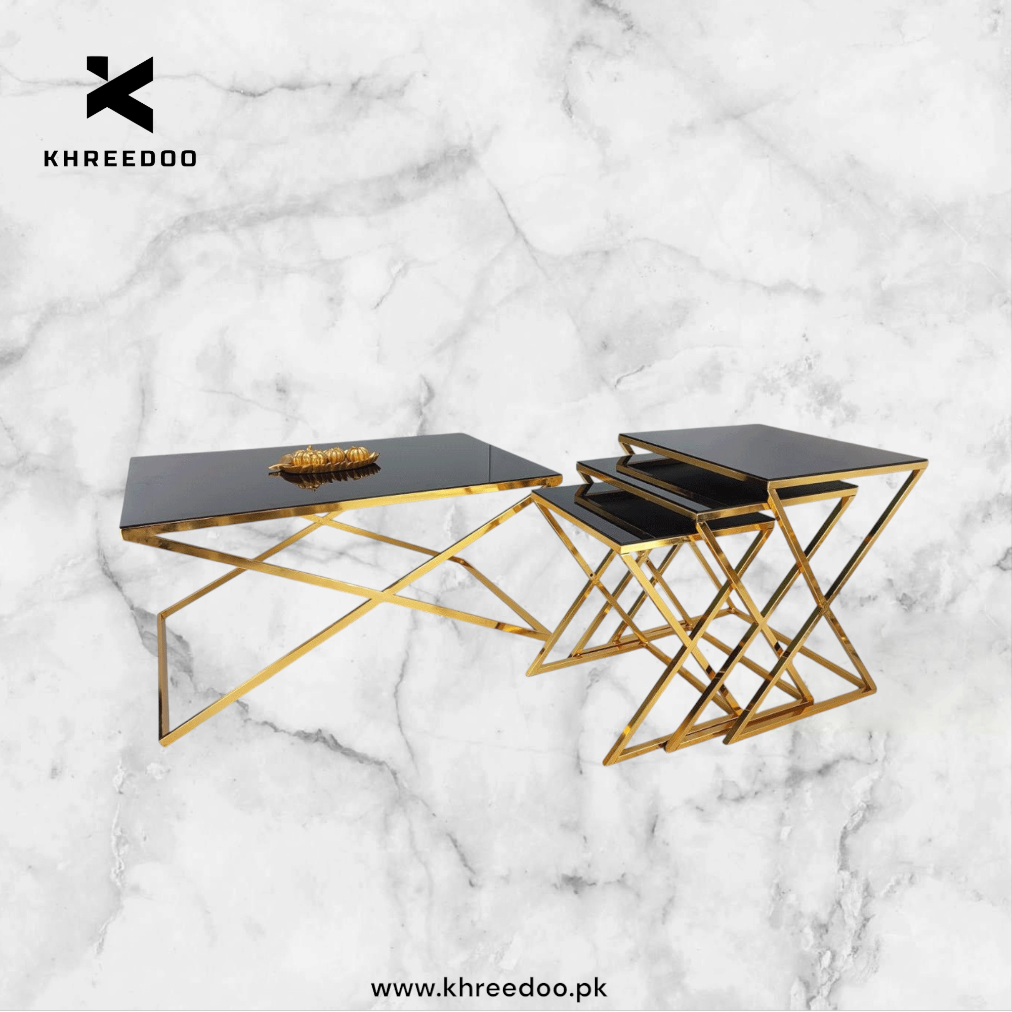 Square center table + square nesting table (set of 3) – Khreedoo