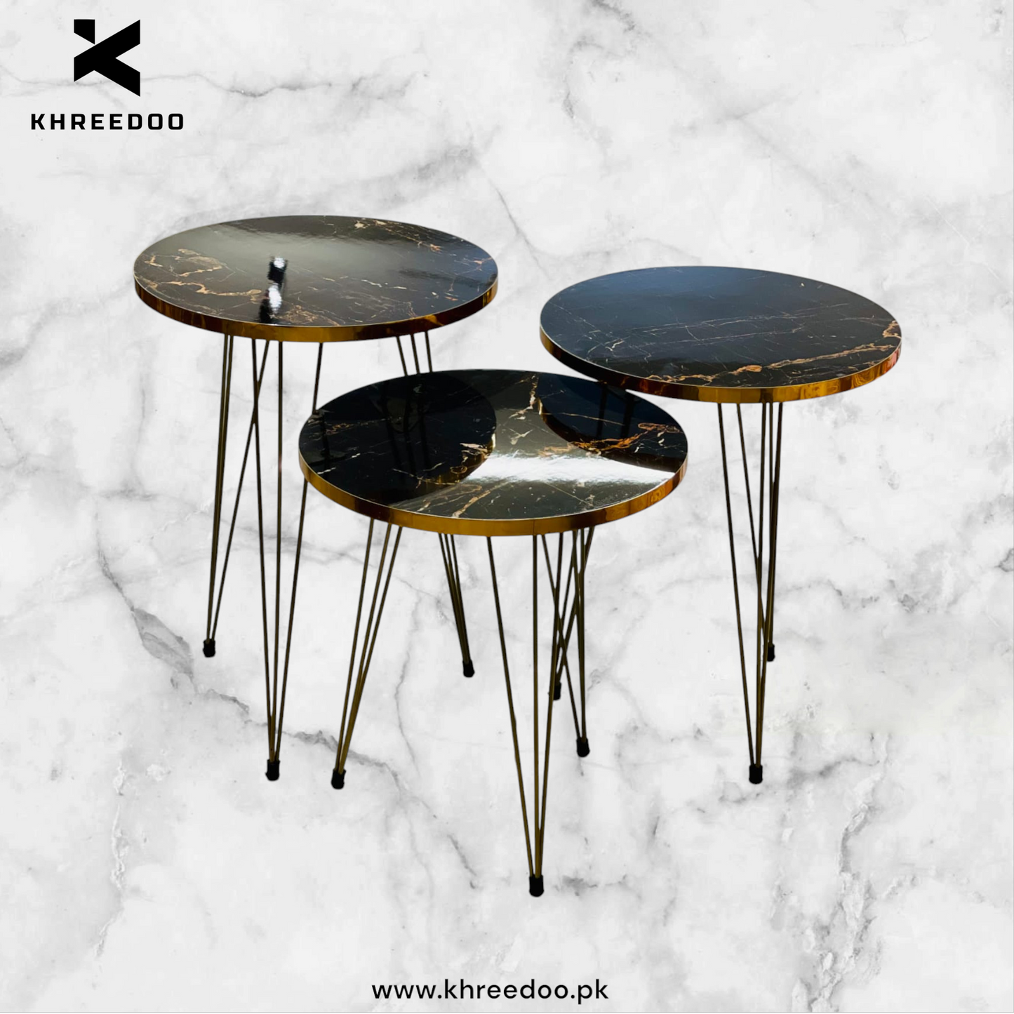Set of 3 High Gloss Nesting Tables - Coffee Side Tables