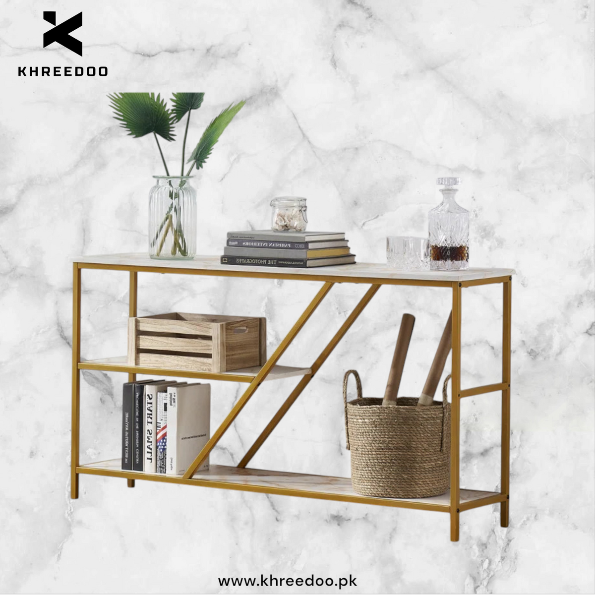 Double Chelf Table Double Shelf New Console Center Half Table – Khreedoo