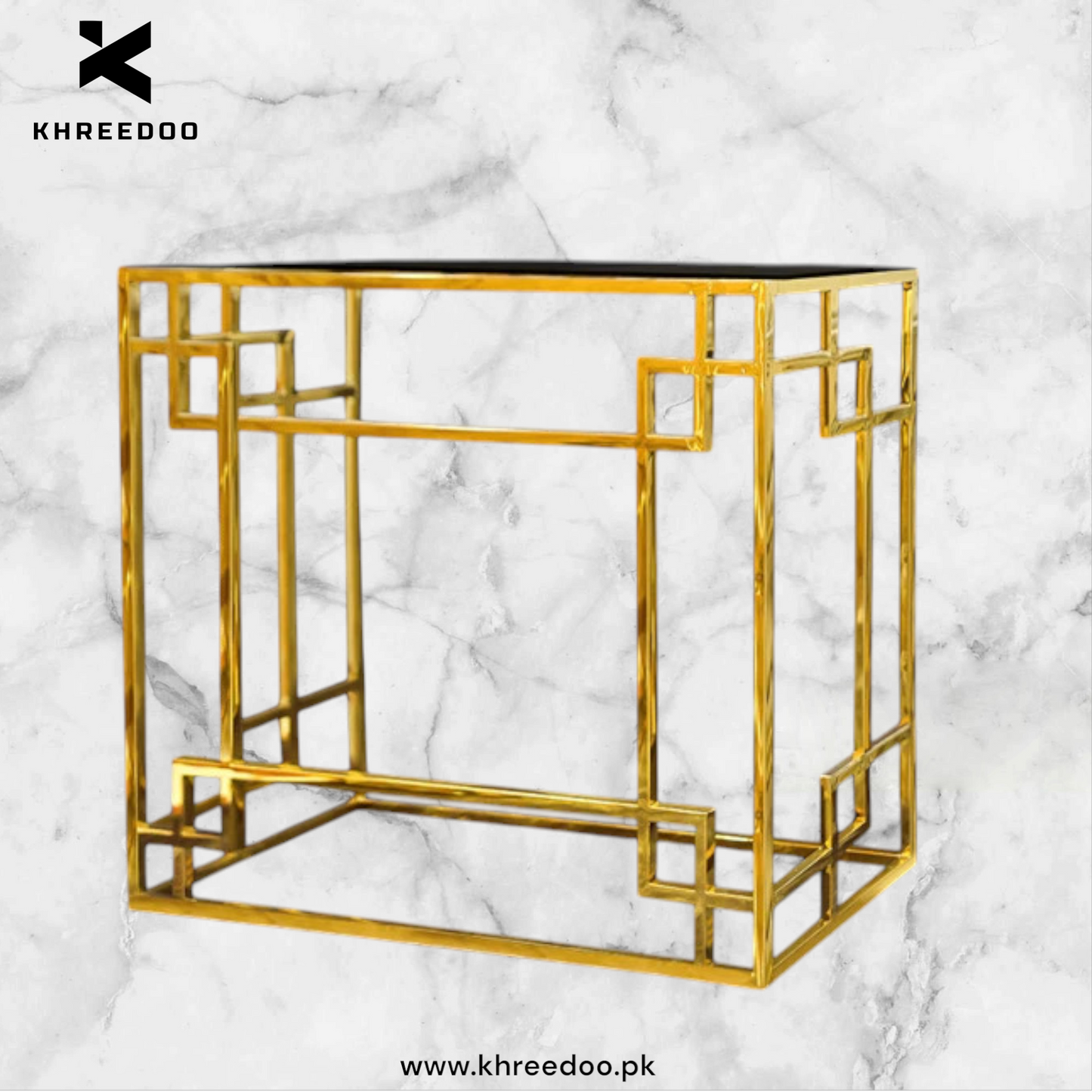 High quality Victoria style wooden top home furniture console table stainless iron narrow entryway table