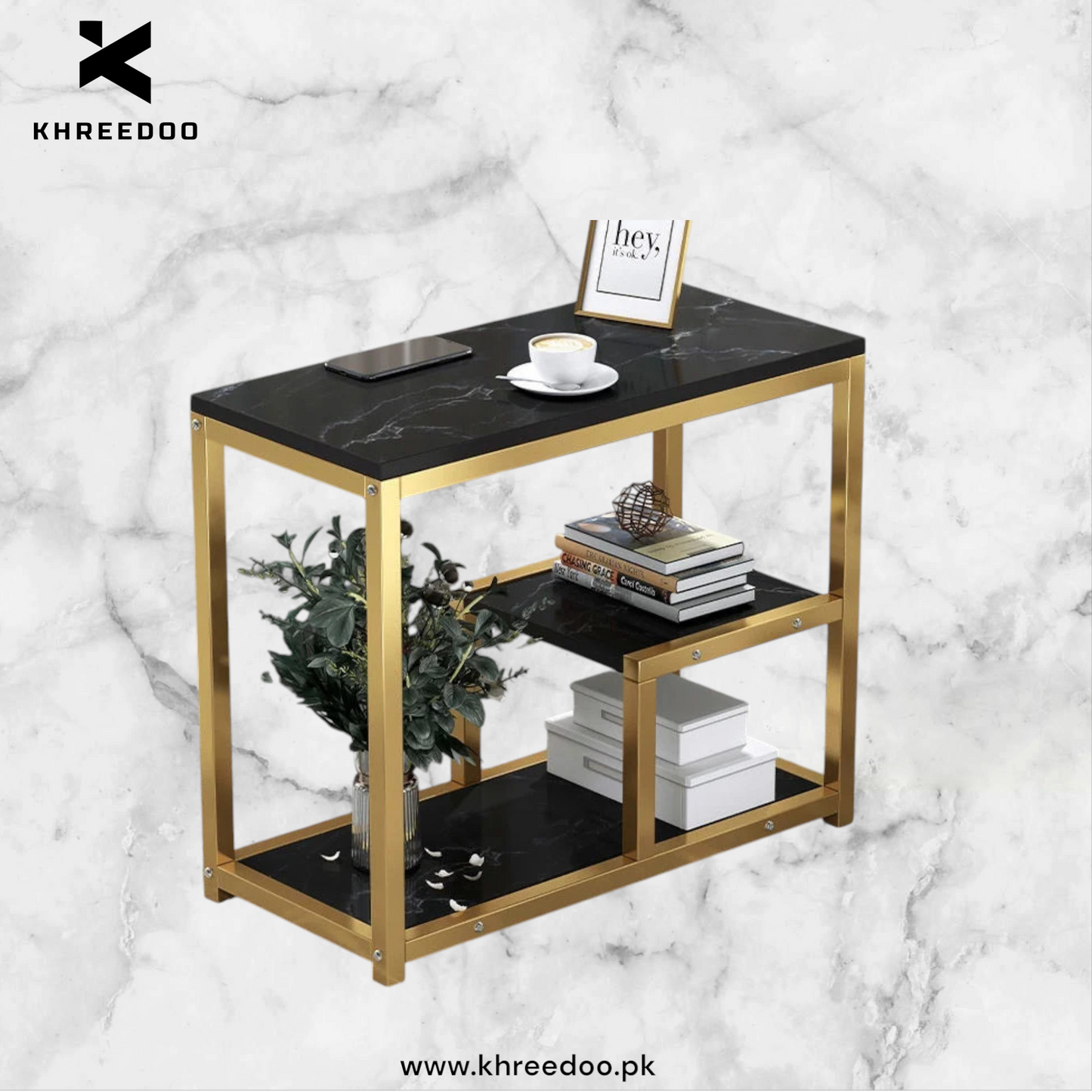 3-Shelf Square Coffee & Side Table for Living Room Furniture