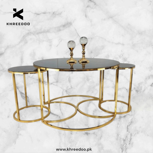 Single X base center table with amazing set of nesting table
