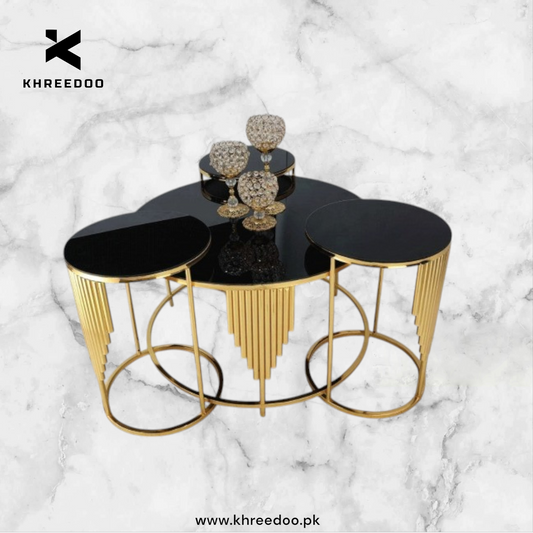 Heavy rod metal frame center table with elegance design nesting table