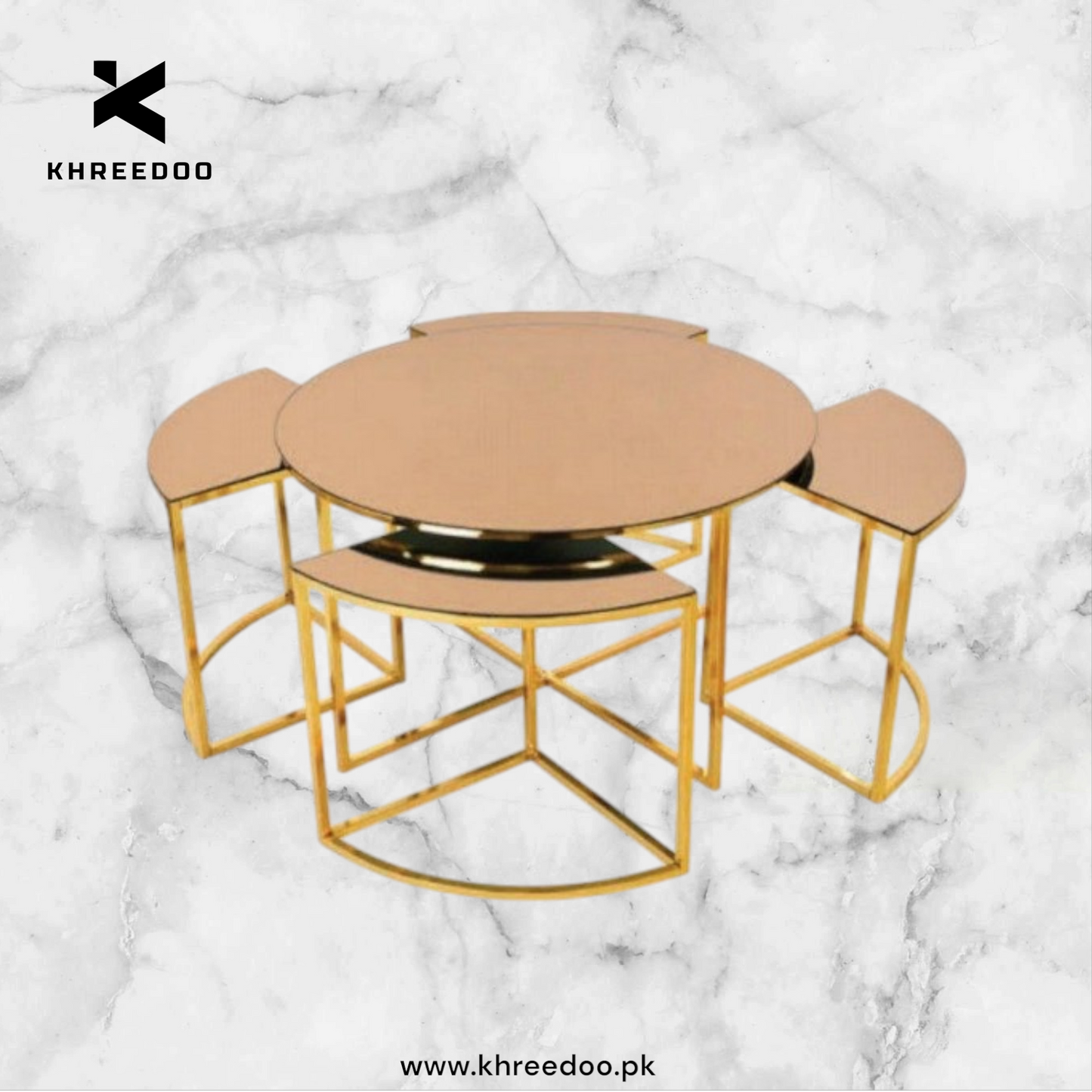Radiant Curve center Table with Elegance set of nesting table