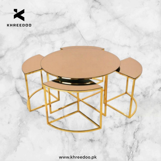 Radiant Curve center Table with Elegance set of nesting table