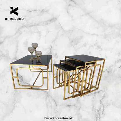 Metal Square Center Table with Nesting Tables – Set of 4