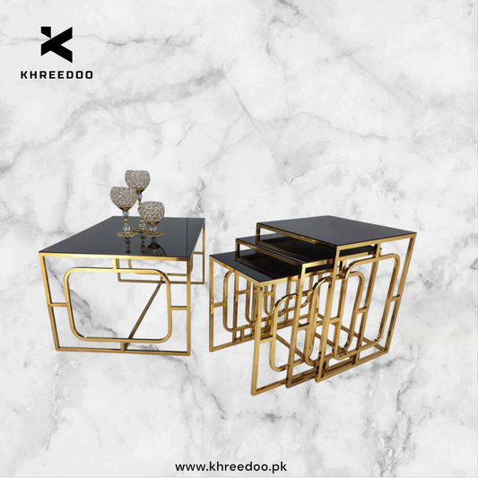 Metal Square Center Table with Nesting Tables – Set of 4