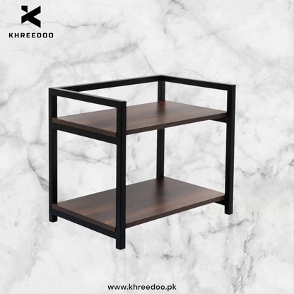 2-Tier Wood & Metal Microwave Stand - Kitchen Storage Shelf