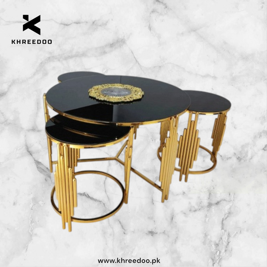 C4 metal frame center table with luxury design set of nesting table