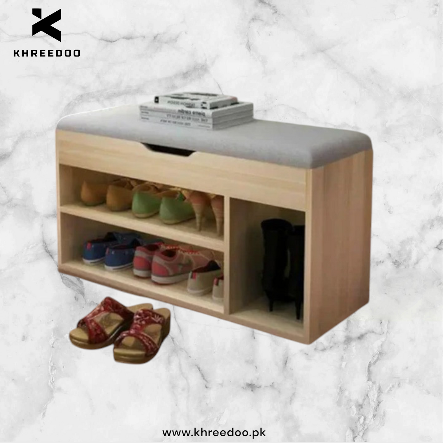 Modern Shoe Storage Bench with Seat Cushion storage stool
