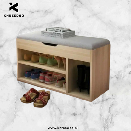 Modern Shoe Storage Bench with Seat Cushion storage stool