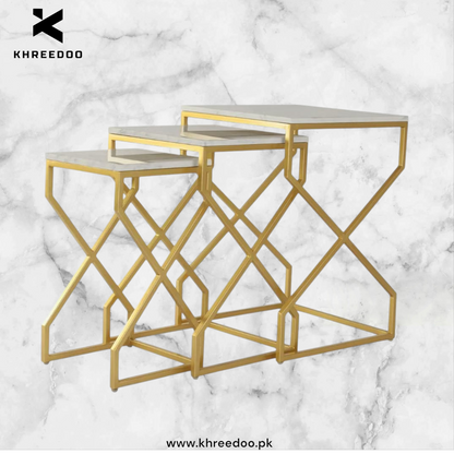 Nest Coffee Tables sets. Made of prime quality iron having deco paint and top UV sheet.3 pc nesting set square shape