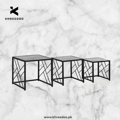 Square Nesting Tables – Metal Frame Set of 3
