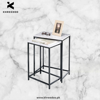 Nesting Side Table - Metal & Wood Design for Living Room