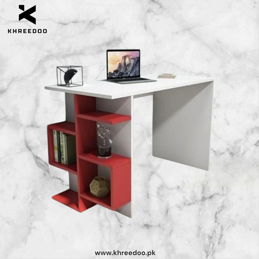 Study Table Laptop Table Home Office Desk White And Red