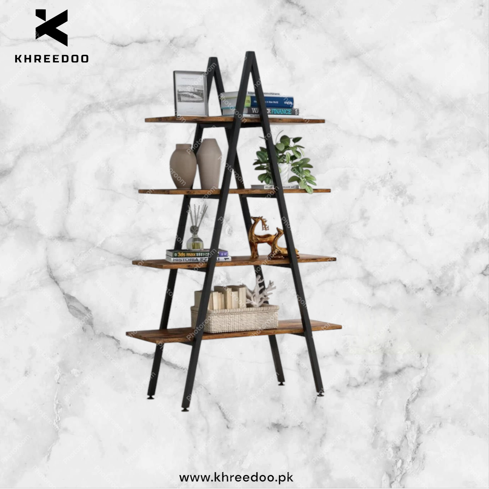 Triangle Book Rack 4-Layer Triangle Shape Book Rack Metal – Khreedoo