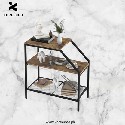 3-Tier White Marble End Table - Modern Wood for Small Spaces