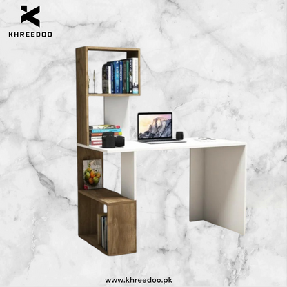 Wood Study Desk With Shelves Home Office Desk