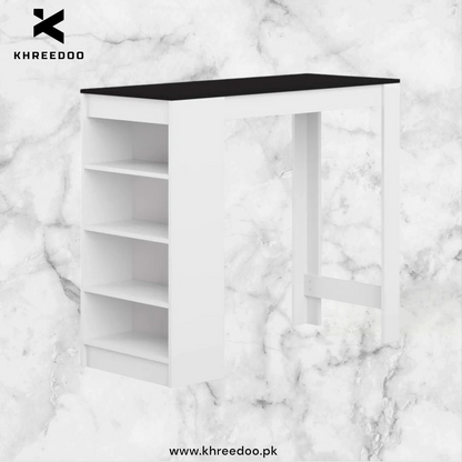 Wood Dining Bar Table with Storage Shelves - Home & Kitchen