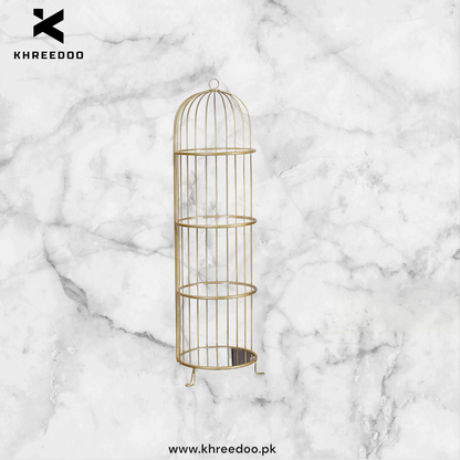 Corner Rack Cage Shape Metal Frame Wooden Shelves Fit Cage