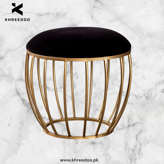 Nestroots Ottoman Stool - Metallic Side Table for Living Room