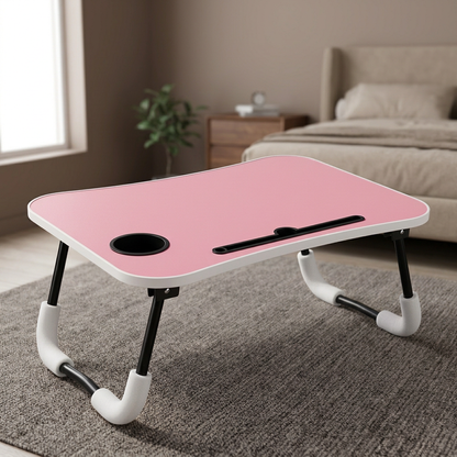 Wooden Folding Laptop Table With Tab and Cup Holder