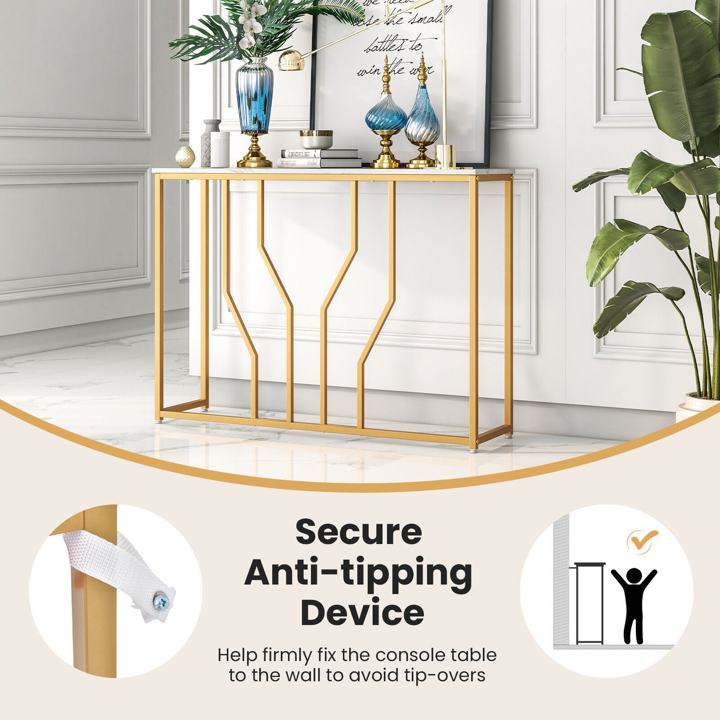 Gold Console Table Modern Entryway Table  Sofa Table