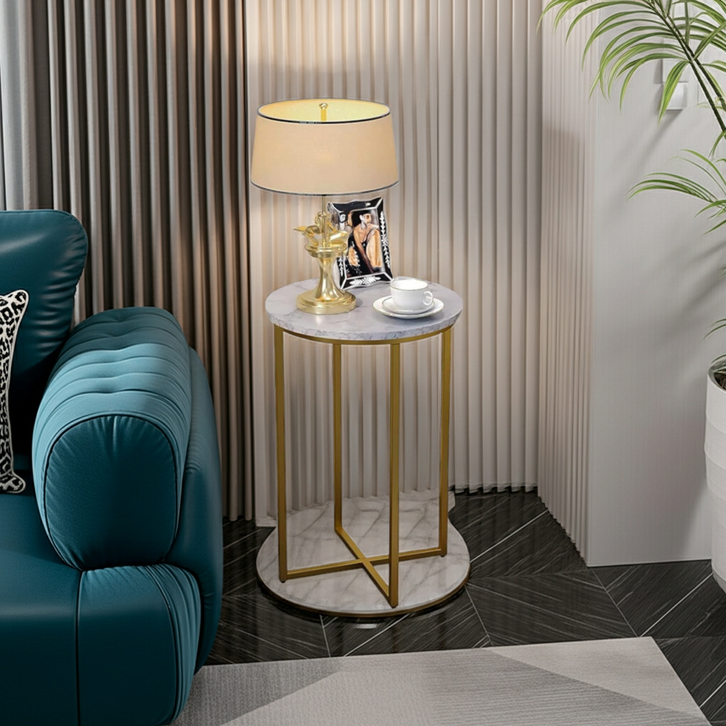 16in Modern Round Living Room Accent Side Table