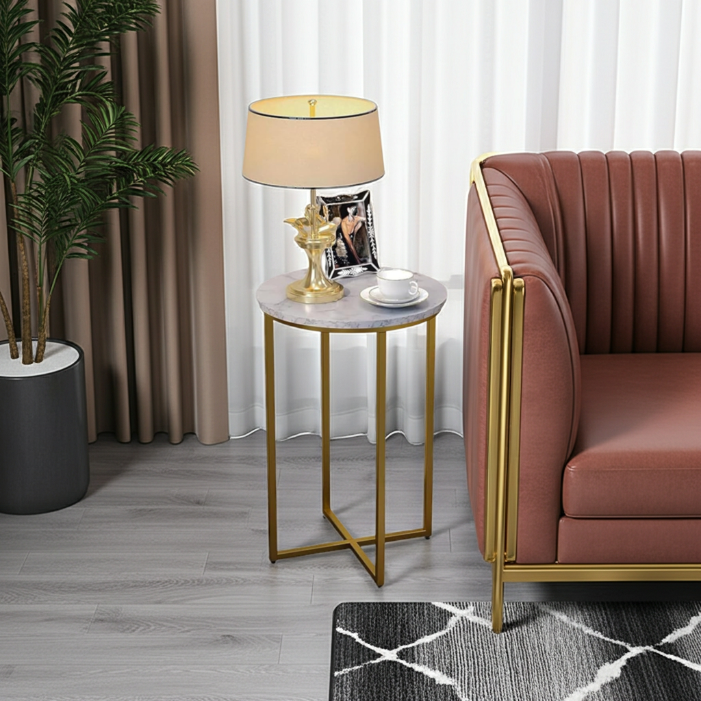 16in Modern Round Living Room Accent Side Table