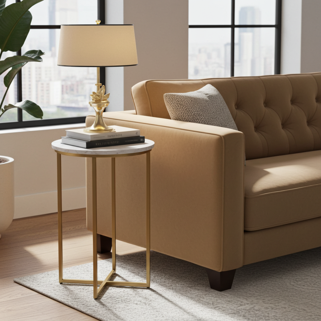 16in Modern Round Living Room Accent Side Table
