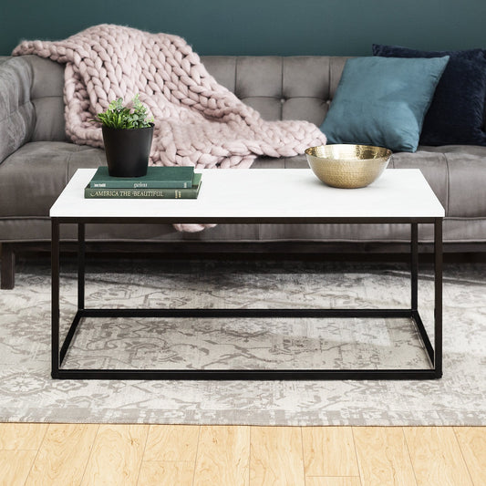 Coffee Tables End Tables Tea Table Side Tables, Modern Industrial Rustic Coffee Table with Metal Box Frame, Coffee Tables for Living Room Home Bedroom